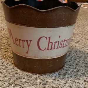 Merry Christmas Metal Planter/Bucket
